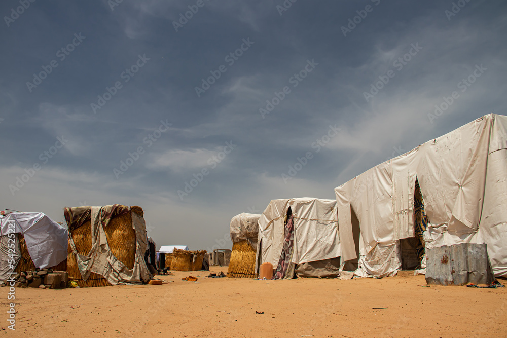 Fotografie Refugee camp in Africa, full of people who took refuge due to insecurity and armed conflict