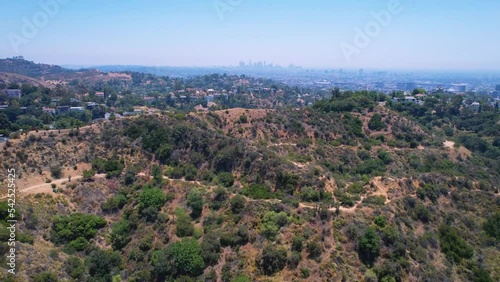 Hollywood Hills Los Angeles Skyline 4K Drone Footage