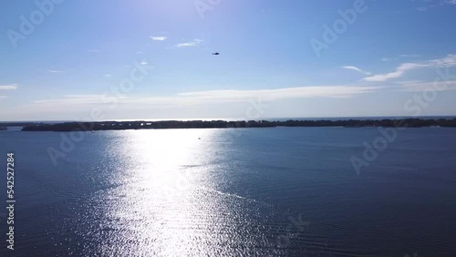 Billy Bishop Airport Helicopter Landing Aerial Point of View 4K Drone Footage