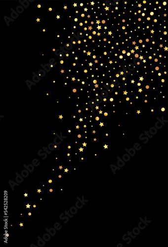 Golden Confetti Paper Vector Black Background.