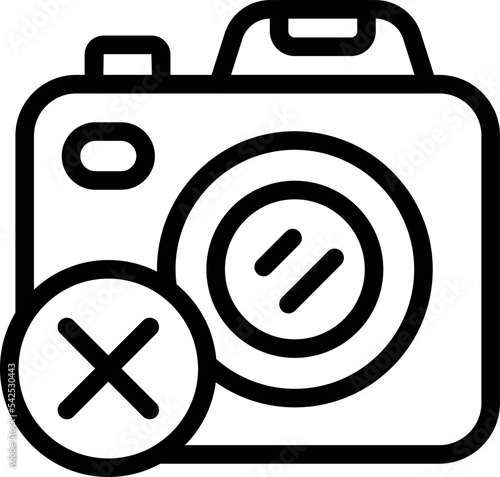 No photo camera icon outline vector. Digital detox. Social media