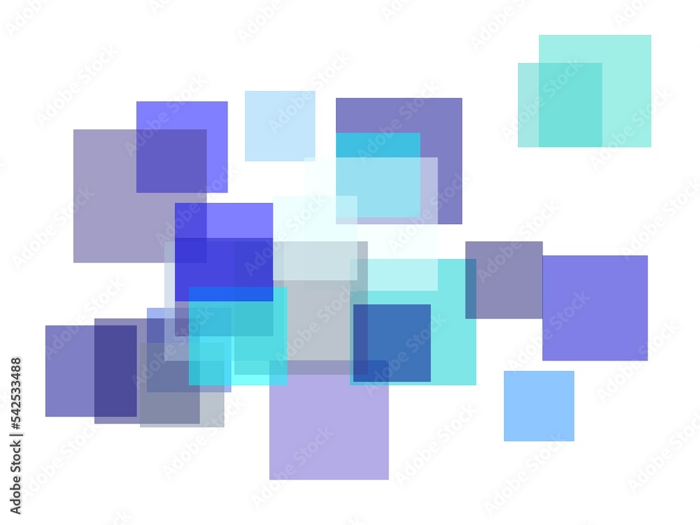 Abstract blue squares with white background