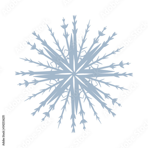 doodle snowflake on white background design element. children's drawing