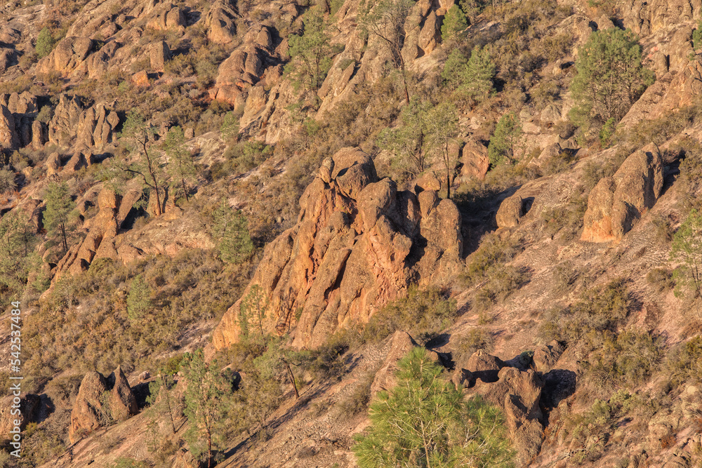 Pinnacles National Park Rock Formations During Morning Golden Hour