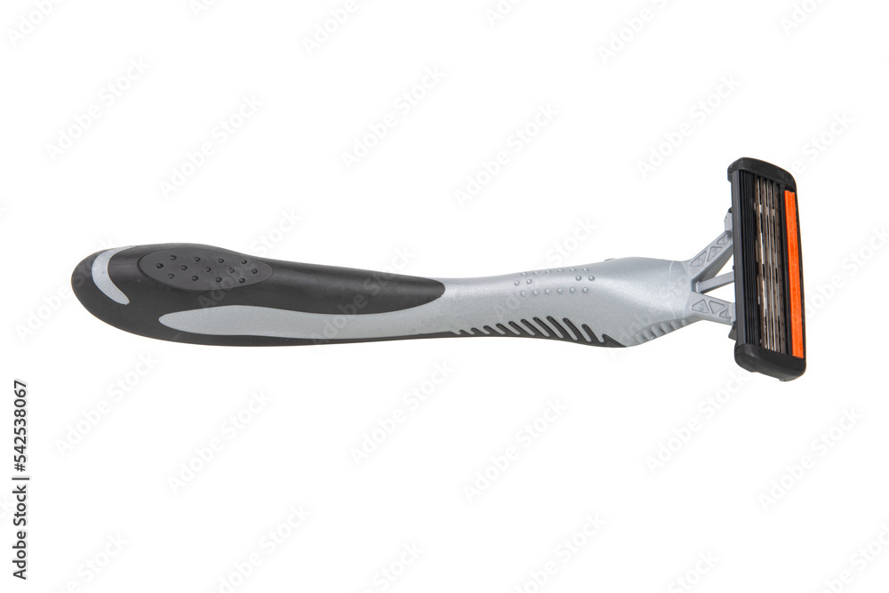 Obraz premium Black razor for shaving tool cosmetic beauty object isolated on the white background