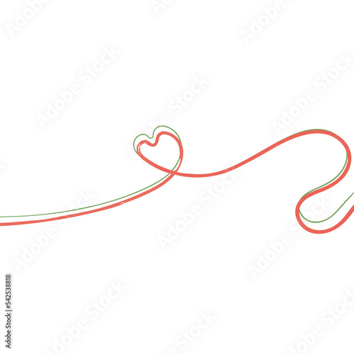 Brush wave heart line clipart. red ribbon and bow