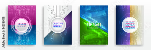 Technology background design, booklet, leaflet, annual report layout. Science cover design for business presentation. Hi-tech brochure flyer template. Abstract futuristic design concept.