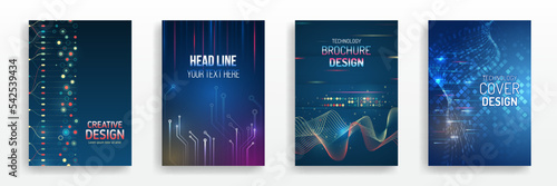 Hi-tech brochure flyer template. Abstract futuristic design concept. Technology background design, booklet, leaflet, annual report layout. Science cover design for business presentation.