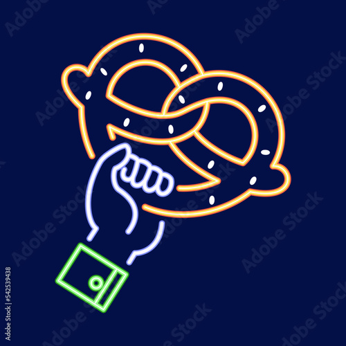 Isolated pretzel neon oktoberfest vector illustration