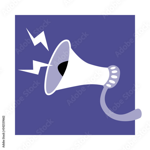 Loudspeaker danger warning. Alert. Bicycle or car horn emitting loud collision warning sounds. Illustration in cartoon style flat graphic. A musical toy that attracts attention with a sound signal.