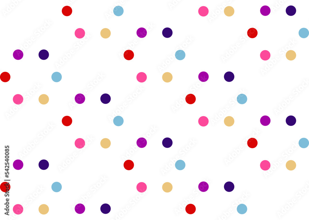 Cheerful colored dots, seamless vector pattern on white
