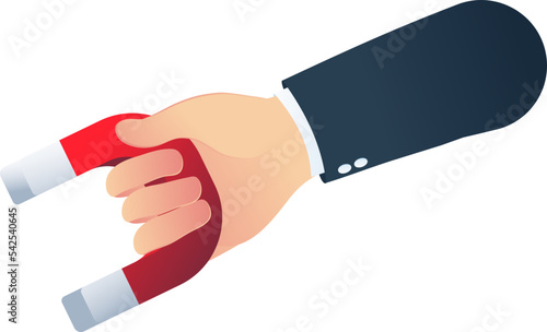 Business hand hold magnet