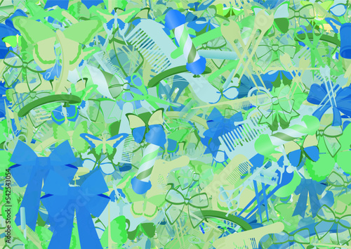 Background pattern abstract seamless design texture. Theme is about nature, design, hair care, wing, hairstyle, silhouette, claw, drawing, ornate, beautiful, razor blade, Pipevine, scissors