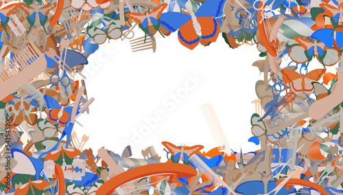 Background pattern abstract seamless design texture. Border frame, transparent background. Theme is about background, barber, salon, claw, beautiful, nature, Barber pole, fly, hairstyle