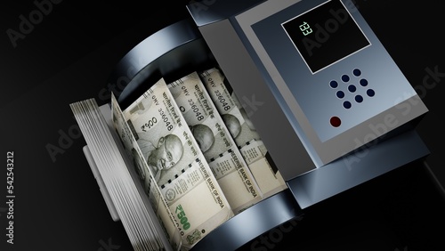 Φωτογραφία 500 Indian rupees banknotes in cash machine