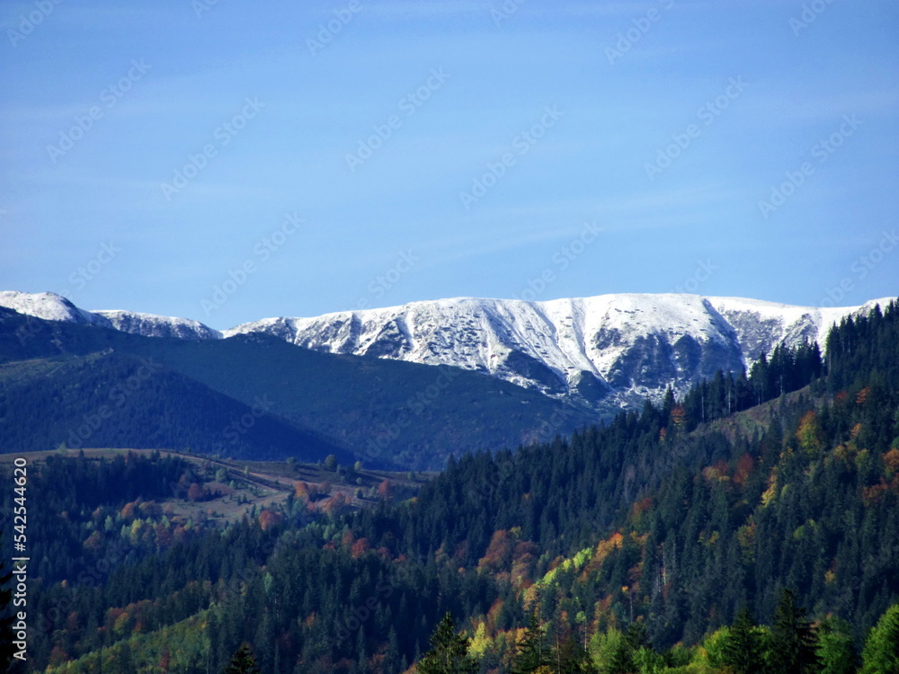 Autumn meets winter in the mountains