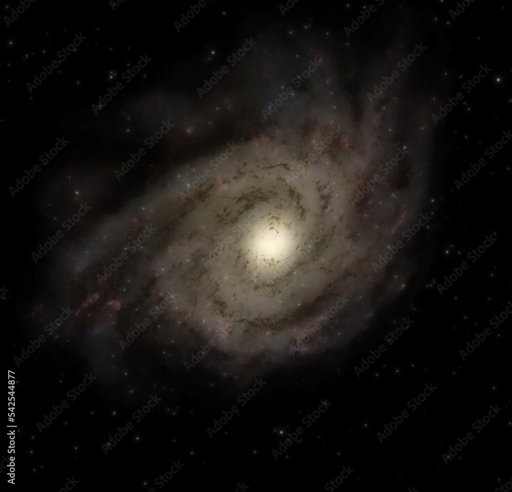 Galaxy with stars 3d illustration, deep space background wallpaper