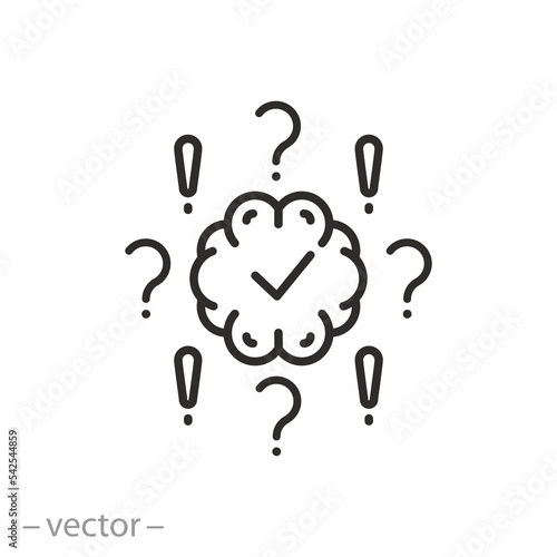 brainstorm icon, quiz or survey, thin line symbol on white background - editable stroke vector illustration eps10