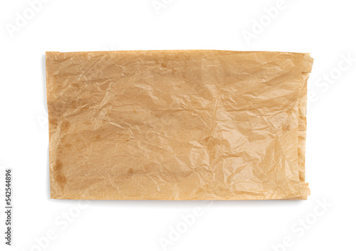 Old Paper Bag Isolated, Crumpled Disposable Ecology Container, Wrinkled Paperbag, Kraft Paper Bag