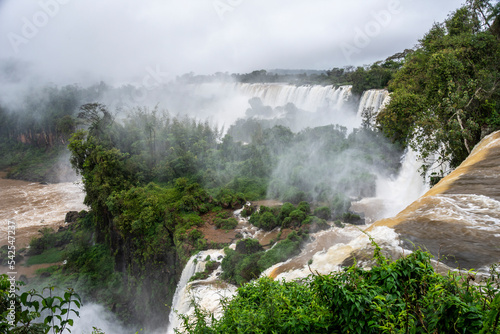 Beautiful view to big rainforest waterfalls in Iguazu Falls photo