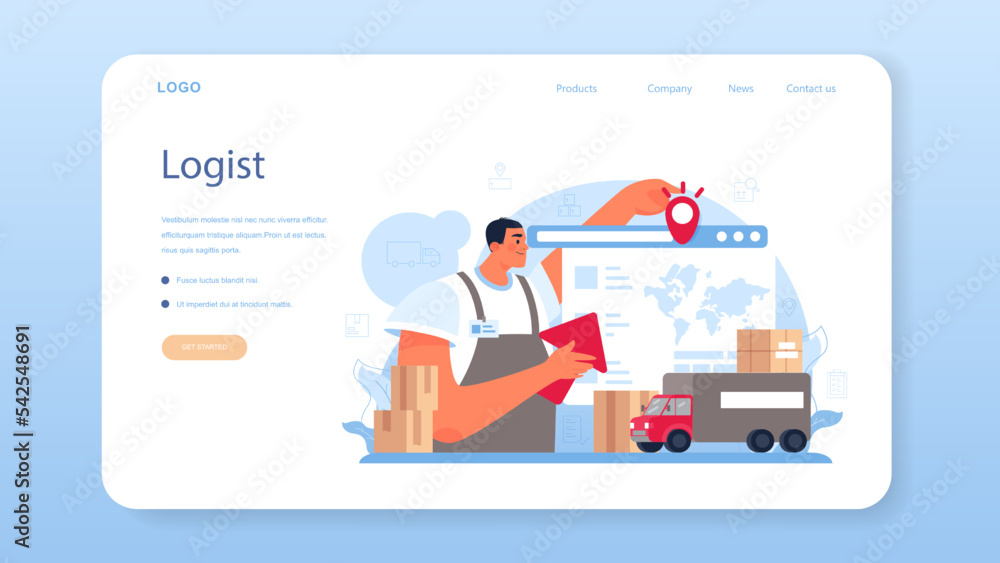 Logistic and delivery service web banner or landing page. Idea of transportation