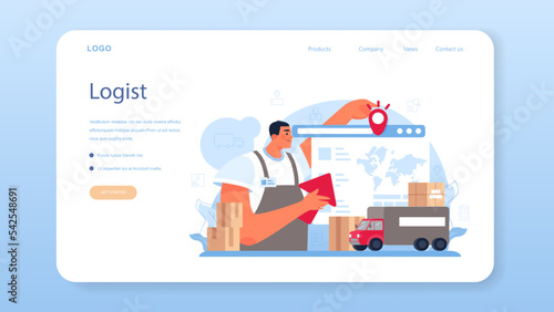 Logistic and delivery service web banner or landing page. Idea of transportation