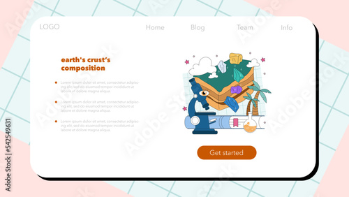 Geochemist web banner or landing page. Scientist study structure