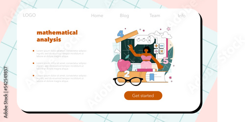 Mathematician web banner or landing page. Mathematician use scientific