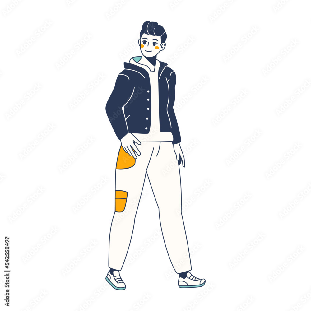Isolated monochrome young male character Vector Isolated monochrome young male character Vector