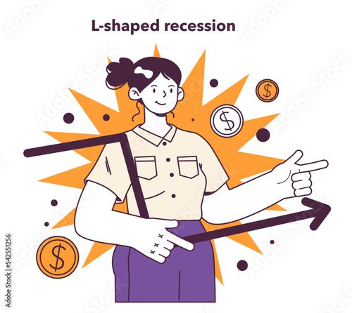 L-shaped recession type. Economic slow down or stagnation cause.