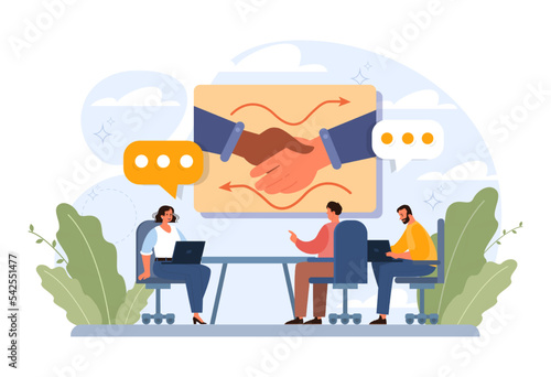 Deal concept set. Entrepreneurs setting an official contract.