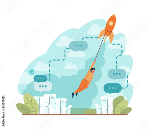 Out of the box concept. Breakthrough a barrier, problem solution