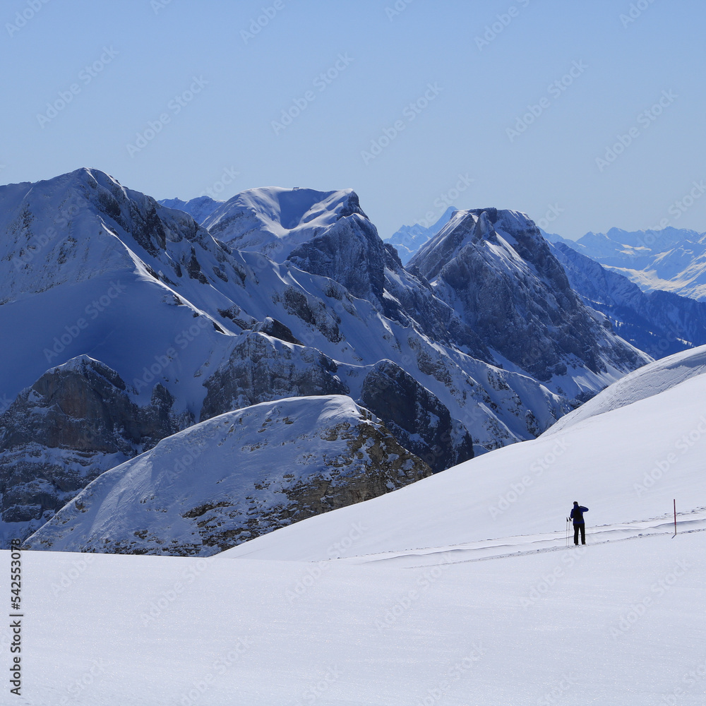 Winter landscape in the Swiss Alps.