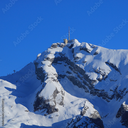Peak of Mount Saentis in winter.