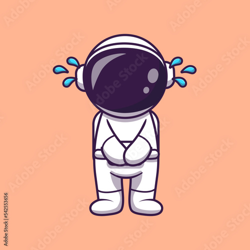 Astronaut Crying Cartoon Vector Icon Illustration. Science 
Technology Icon Concept Isolated Premium Vector. Flat 
Cartoon Style