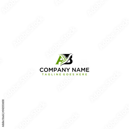 letter AB with a combination of birds and leaves logo design template
