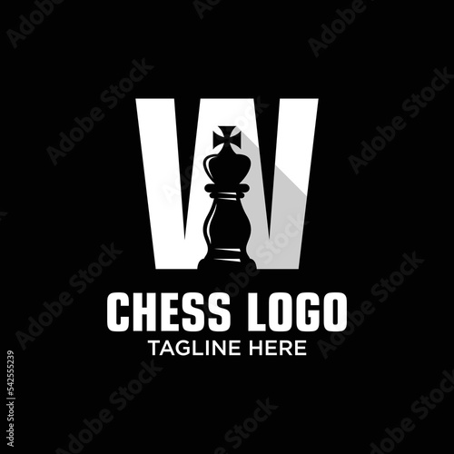 Letter W King of Chess Logo Design Template Inspiration, Vector Illustration.