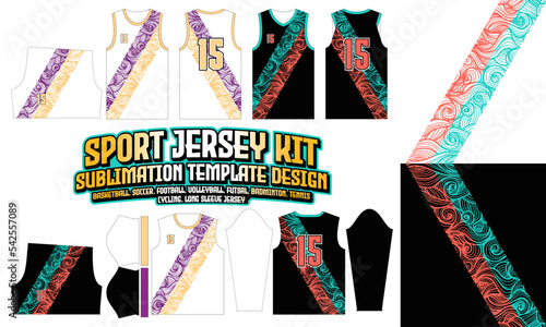 Wave Jersey Apparel Sport Wear Sublimation pattern Design 211 for Soccer Football E-sport Basketball volleyball Badminton Futsal t-shirt