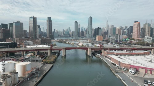 flying towards Pulaski Bridge connecting Brooklyn and Queens photo