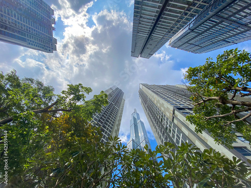 Ho Chi Minh City, Vietnam - 16 Oct 2022: Low angle view of Landmark 81 and other high apartment in Vietnam