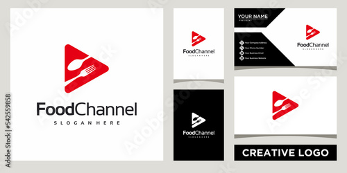 Food channel logo design template with business card design