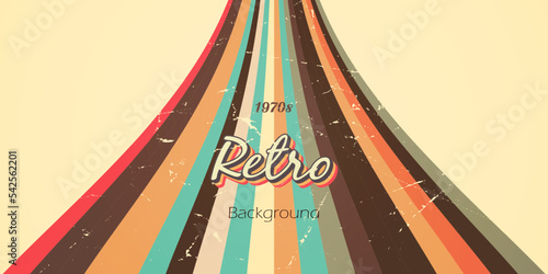Colorful background retro style for celebration with fun groovy stripes lines and grunge texture design vintage