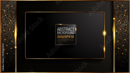 black gold background with square in the center of the picture,  luxury image abstract, overlap layer shadow gradients space composition, 3840 x 2160 monitor size for banner, template design