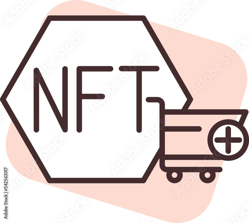 Blockchain NFT purchase, icon, vector on white background.