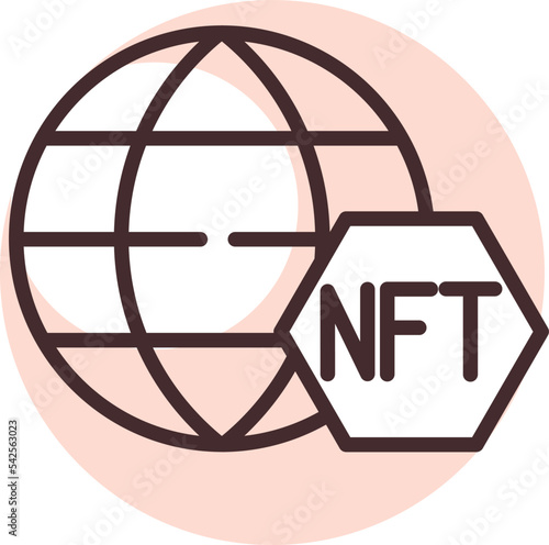 Blockchain global NFT, icon, vector on white background.