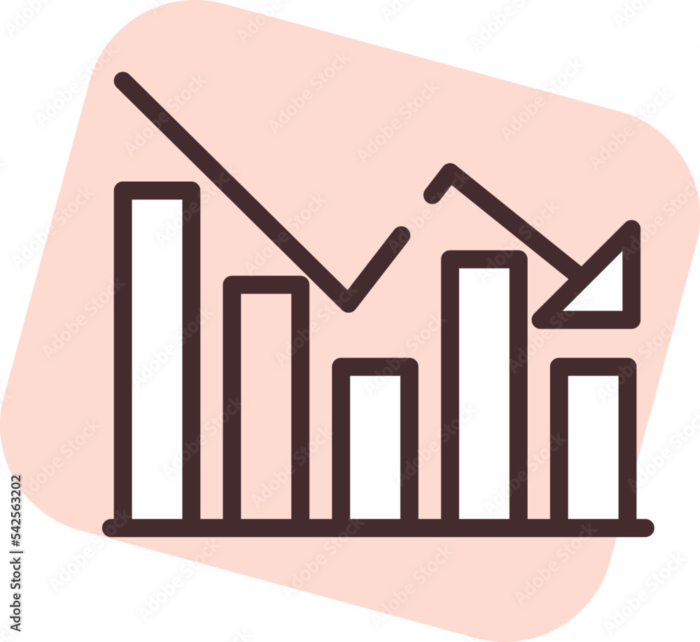 Chart decrease, icon, vector on white background. Chart decrease, icon, vector on white background.