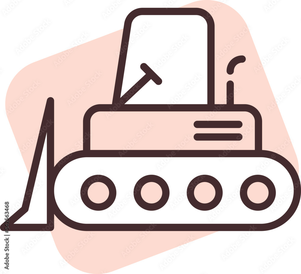 Construction bulldozer vehicle; icon; vector on white background. Construction bulldozer vehicle; icon; vector on white background.