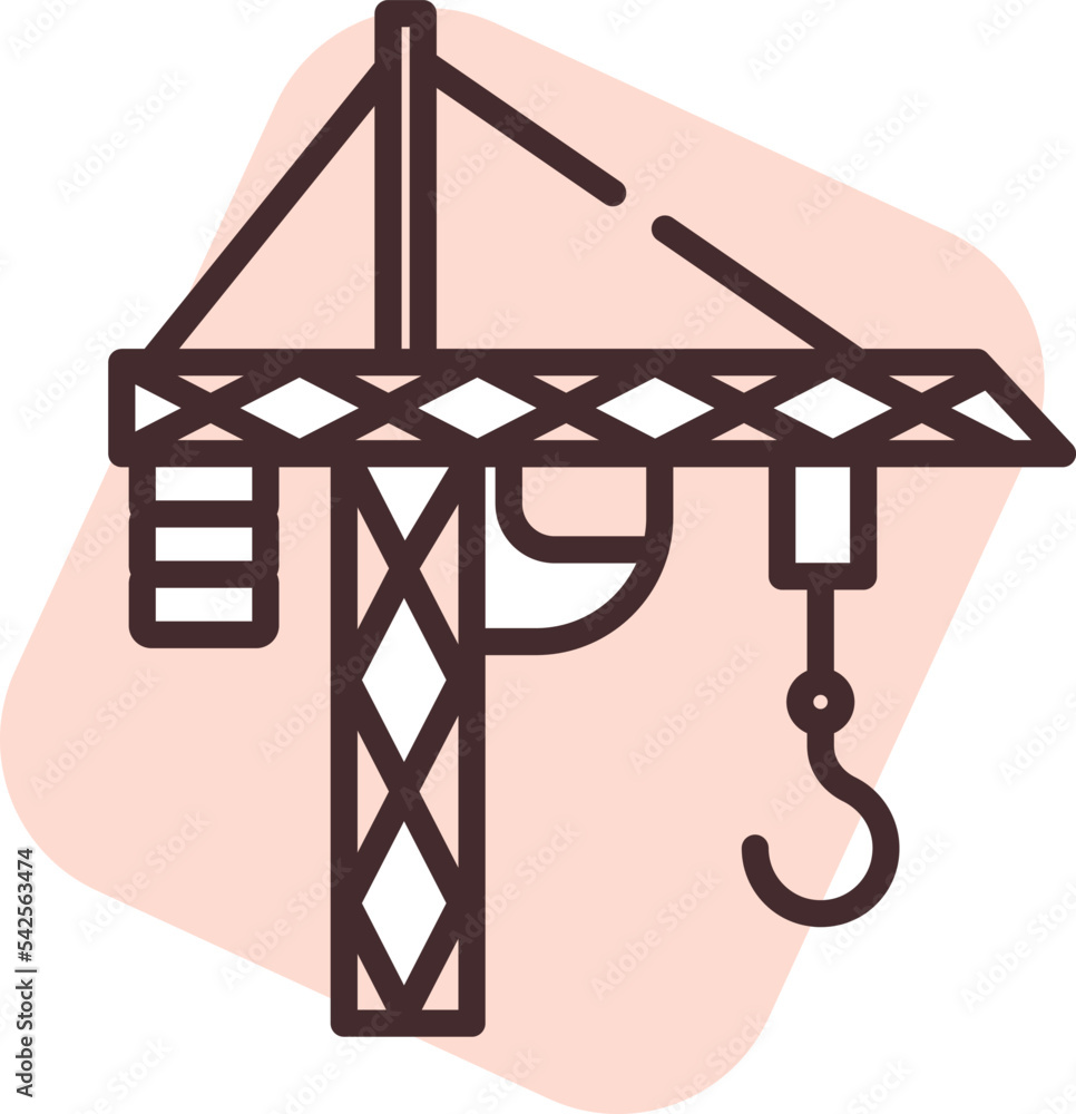 Construction tall crane; icon; vector on white background. Construction tall crane; icon; vector on white background.