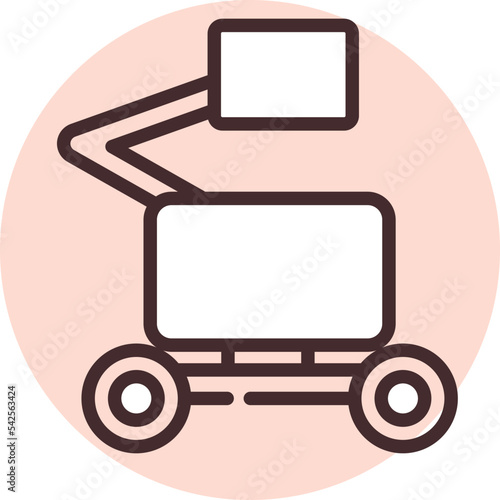 Construction lift basket, icon, vector on white background.