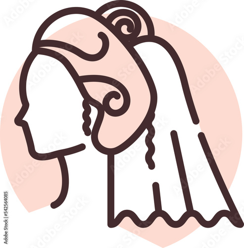 Event brides veil, icon, vector on white background.